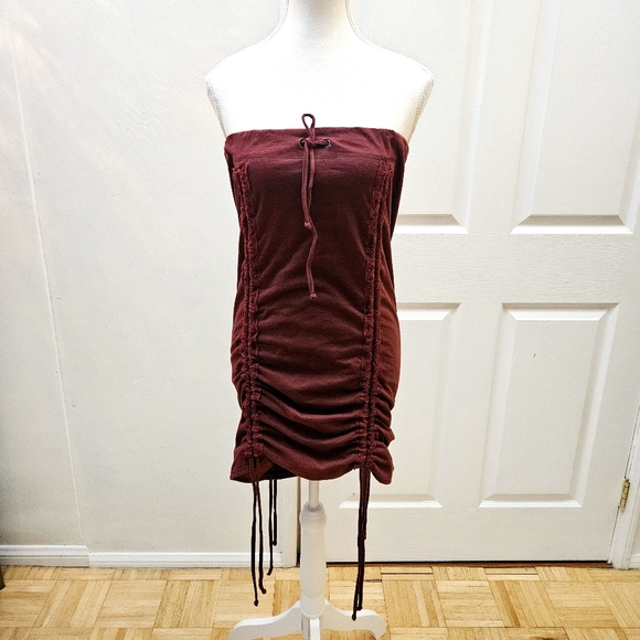NEW Convertible MISS BE by Emmanuelle Blanc Festival Ruched Dark Red Skirt Dress - Picture 4 of 16